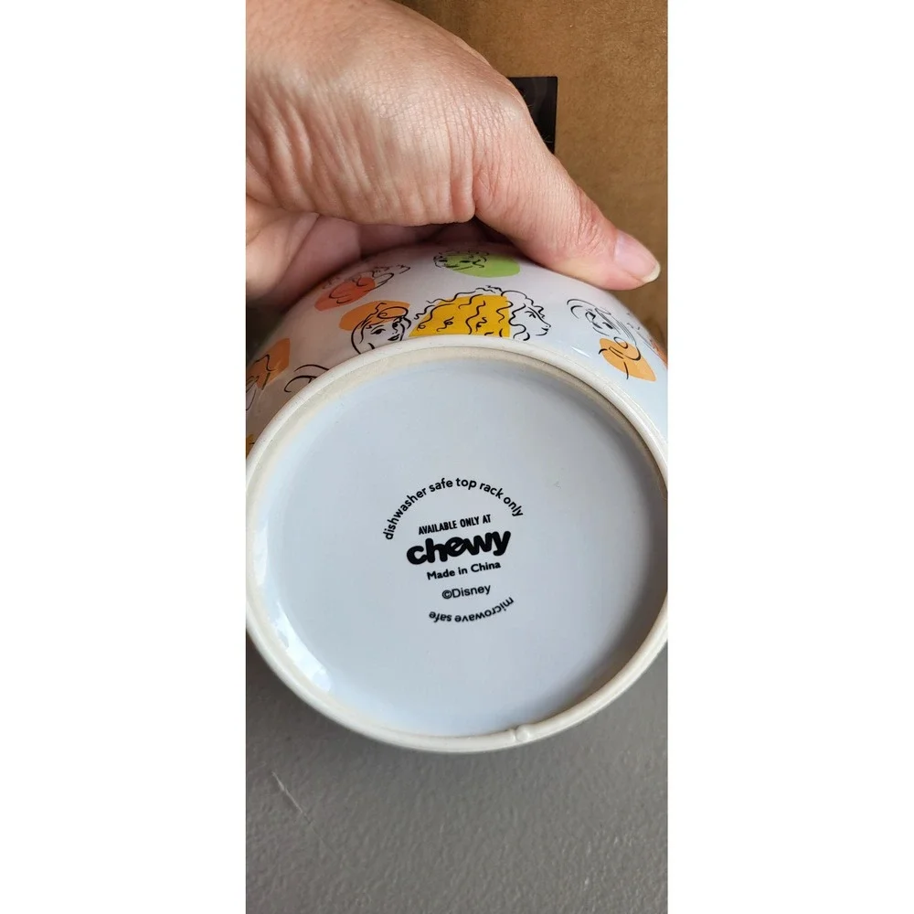 Disney Princesses Ceramic Cat Bowl 1.25 Cups Orange White Chewy Exclusive 291395
